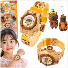 zegarek-3d-z-projektorem-dla-dzieci-kapibara-breloczek-capybara-wyswietla