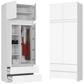 szafa-z-nadstawka-2d-90-cm-drazek-na-wieszaki-6-polek-2-szuflady-biala