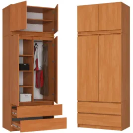 szafa-z-nadstawka-2d-90-cm-drazek-na-wieszaki-6-polek-2-szuflady-olcha