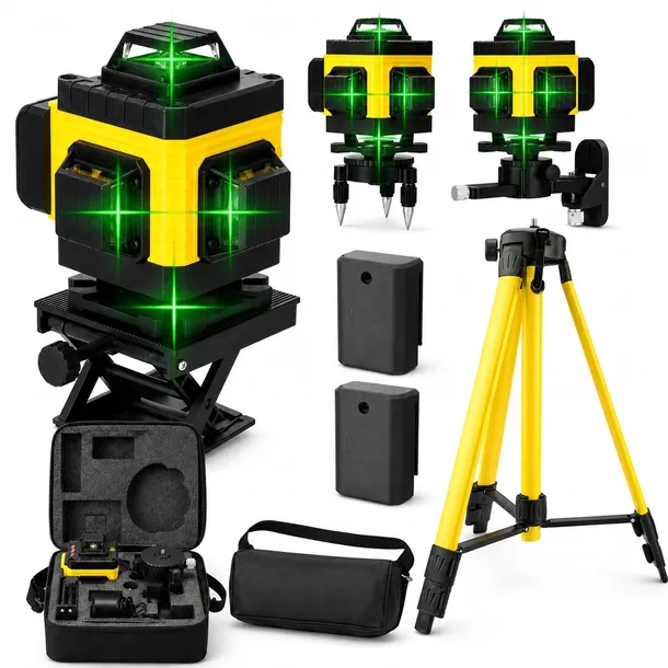 POZIOMICA LASEROWA SAMOPOZIOMUJĄCA 4D 16 LINII 360 LASER KRZYŻOWY STATYW
