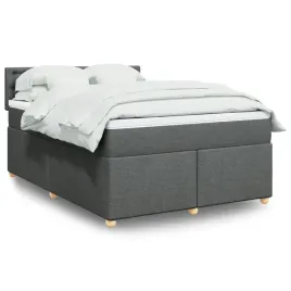 vidaxl-lozko-kontynentalne-z-materacem-ciemnoszara-tkanina-140x190-cm