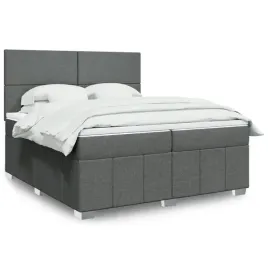 vidaxl-lozko-kontynentalne-z-materacem-ciemnoszara-tkanina-200x200-cm