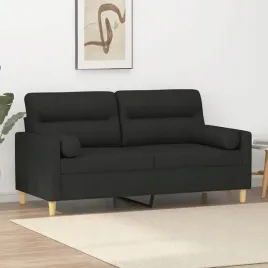vidaxl-2-osobowa-sofa-z-poduszkami-czarna-140-cm-tkanina