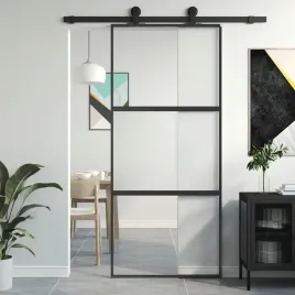 vidaxl-drzwi-przesuwne-czarne-90x205-cm-szklo-hartowane-aluminium