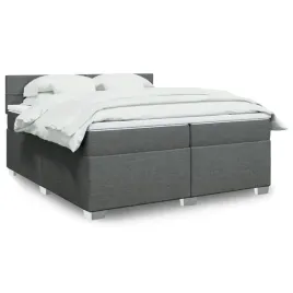 vidaxl-lozko-kontynentalne-z-materacem-ciemnoszara-tkanina-200x200-cm