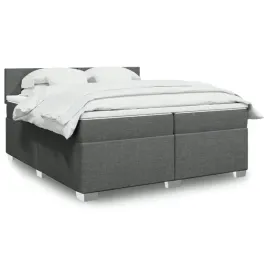 vidaxl-lozko-kontynentalne-z-materacem-ciemnoszara-tkanina-200x200-cm