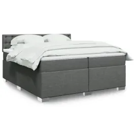 vidaxl-lozko-kontynentalne-z-materacem-ciemnoszara-tkanina-200x200-cm