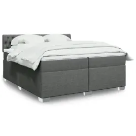 vidaxl-lozko-kontynentalne-z-materacem-ciemnoszara-tkanina-200x200-cm