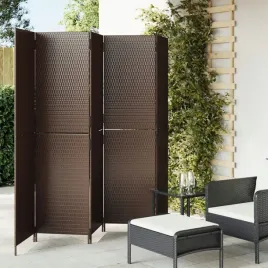vidaxl-parawan-5-panelowy-brazowy-polirattan