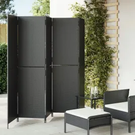 vidaxl-parawan-5-panelowy-czarny-polirattan