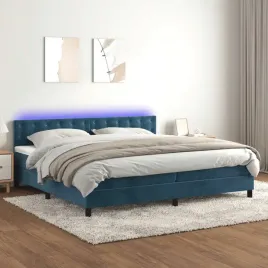 vidaxl-lozko-kontynentalne-materac-i-led-niebieski-aksamit-200x200cm