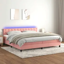 vidaxl-lozko-kontynentalne-z-materacem-i-led-rozowy-aksamit-200x200cm