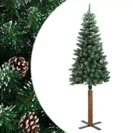 vidaxl-smukla-choinka-z-drewnem-i-sniegiem-zielona-150-cm