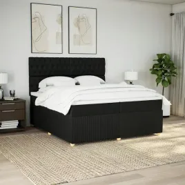 vidaxl-lozko-kontynentalne-z-materacem-czarne-tkanina-200x200-cm