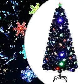 vidaxl-choinka-ze-sniezynkami-led-czarna-150-cm-swiatlowodowa