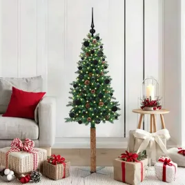 vidaxl-szczupla-choinka-zielony-150-cm-pvc-i-lite-drewno-sosnowe