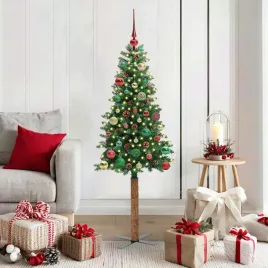 vidaxl-szczupla-choinka-zielony-150-cm-pvc-i-lite-drewno-sosnowe
