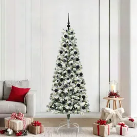 vidaxl-sztuczna-choinka-z-zawiasami-z-podstawa-zielono-bialy-210-cm