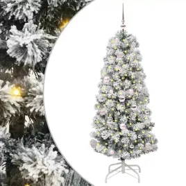 vidaxl-sztuczna-choinka-z-zawiasami-z-podstawa-zielono-bialy-150-cm