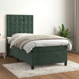 vidaxl-lozko-kontynentalne-z-materacem-zielone-aksamit-100x200-cm