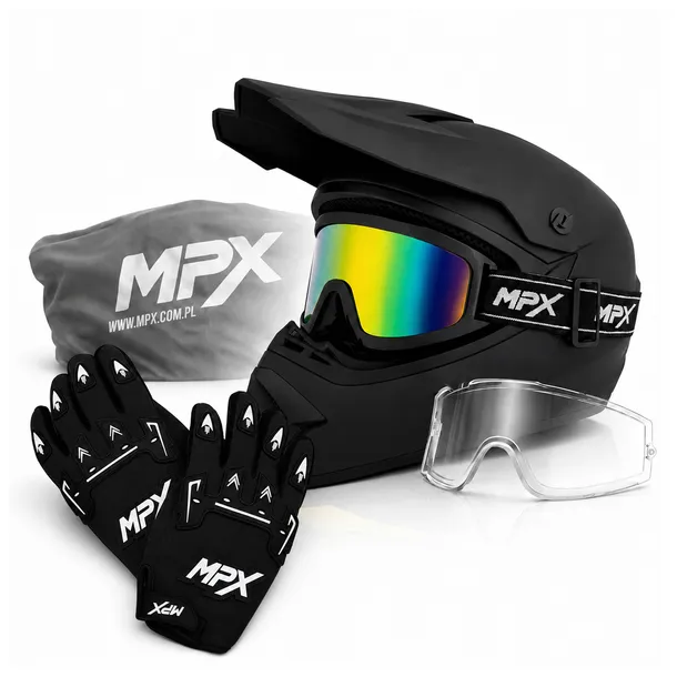 Kask Crossowy Gogle Rękawice Cross Enduro Quad BMX Hulajnoga Elektryczna XL