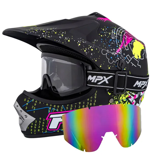 Kask dziecięcy z Goglami Quad Enduro BMX MTB Cross Hulajnoga S 53-54 cm