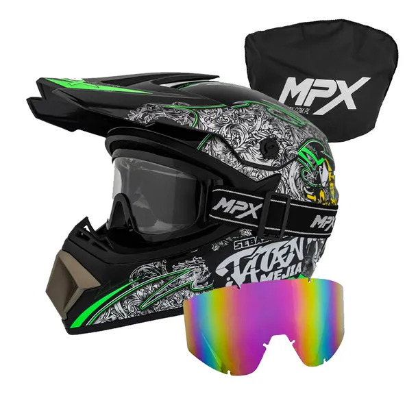 Kask Cross Czarny L Gogle na Corss Quad ATV Enduro Hulajnoga BMX MTB