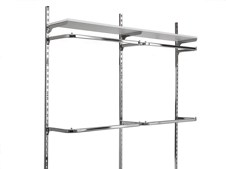 REGAŁ ŚCIENNY GARDEROBA DWUMODUŁOWA SKLEP BUTIK UBRANIA 200x240cm CHROM a1