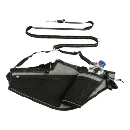 pas-biodrowy-do-biegania-ze-smycza-szaro-czarny-tasma-parciana-pas-70-130cm-23cm-smycz-115-150m-20mm