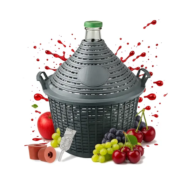Balon do wina w koszyku 34l gąsior fermentacyjny na wino cydr korek i rurka