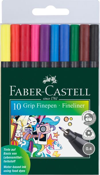 Cienkopisy Faber-Castell Grip 10 Kolorów W Etui