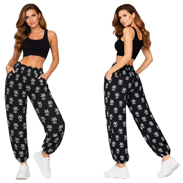 Spodnie damskie haremki luźne wzory kieszenie gumka boho streetwear