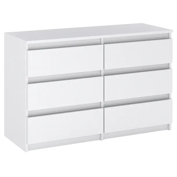 KOMODA BIAŁA z 6 SZUFLADAMI 100 CM POJEMNA NOWOCZESNA SZAFKA DO SALONU LOFT