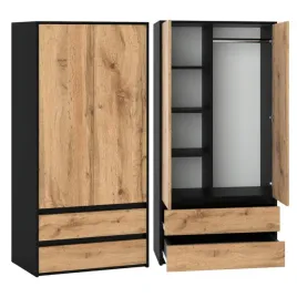szafa-modulowa-garderoba-90-cm-czarna-dab-wotan-do-sypialni-w-stylu-loft