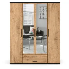 szafa-z-lustrem-160-cm-czarna-dab-wotan-garderoba-na-ubrania-do-sypialni