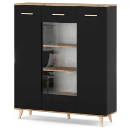witryna-szklana-120-cm-szafka-regal-komoda-do-salonu-czarna-dab-wotan-loft