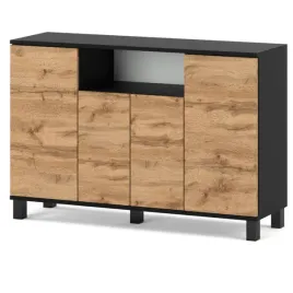 komoda-120-cm-czarna-dab-wotan-4-drzwi-nowoczesna-szafka-rtv-loft-do-salonu