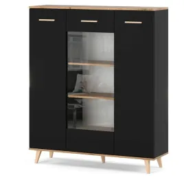 witryna-szklana-120-cm-szafka-regal-komoda-do-salonu-czarna-dab-wotan-loft