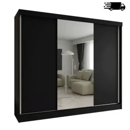 szafa-przesuwna-z-lustrem-3d-150x205x59-cm-czarny-mat-trzydrzwiowa-s24