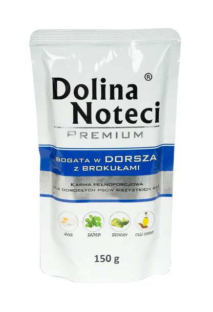 Dolina Noteci Premium Bogata w Dorsza z Brokułami Mokra Karma Dla Psa 150g