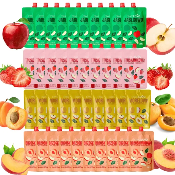 Mus deserek OWOLOVO Mix Musów Premium 40x200g Zestaw 4 smaki