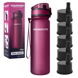 butelka-filtrujaca-bidon-aquaphor-city-500-ml-bordowa-zestaw-5-wkladow