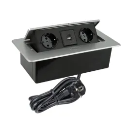 kombi-box-usb-a-c-wpuszczane-gniazdo-meblowe-przewod-3m-aluminium