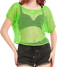 bluzka-siatkowa-retro-80s-90s-xl-damska-neonowa-top-aerobik-neon-zielony