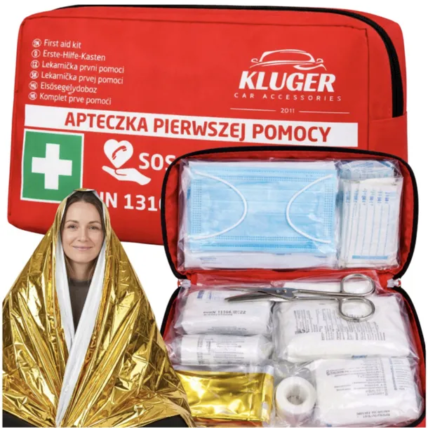 Apteczka Samochodowa Pierwszej Pomocy DIN13164 Komplet EU Ważna do 05.2031