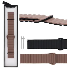pasek-do-smartwatcha-glacierx-silicone-magnetic-wave-brazowo-czarny-22-mm
