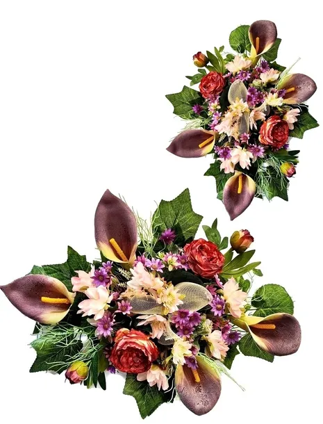 STROIK NA CMENTARZ GRÓB POMNIK SZTUCZNE KWIATY WIĄZANKA KOMPOZYCJA 70cm