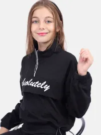 bluza-dziewczeca-ze-stojka-z-nadrukiem-dresowa-czarna-rozmiar-116-122