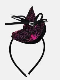 opaska-na-glowe-mini-kapelusz-czarownicy-wiedzmy-pajeczyna-halloween-roz