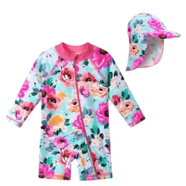 stroj-kapielowy-dziewczecy-z-dlugim-rekawem-filtr-upf50-kwiaty-czapka-6-12m